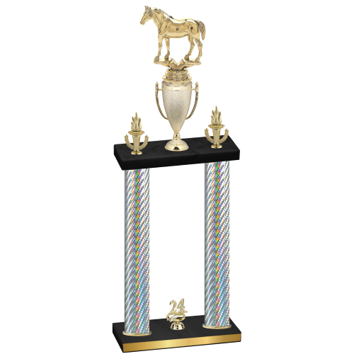 Double Silver Carbon Fiber Year Horses Trophy
