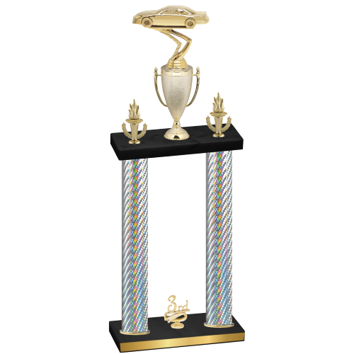 Double Silver Carbon Fiber Third Place Cars Trophy