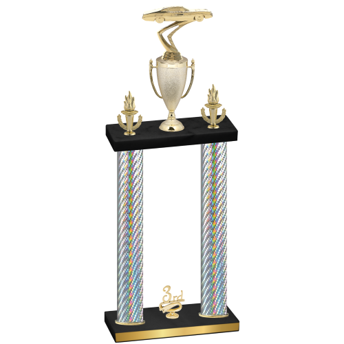 Double Silver Carbon Fiber Third Place Cars Trophy