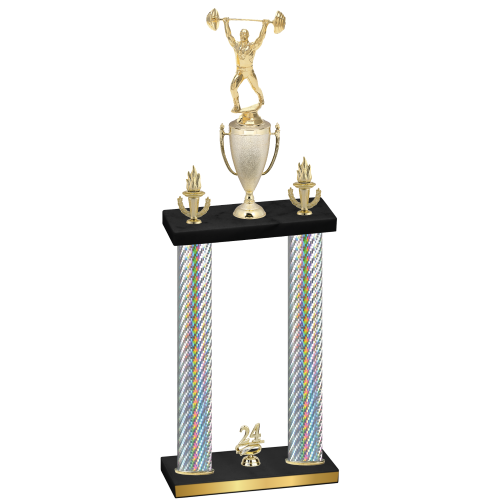 Double Silver Carbon Fiber Year Weights Trophy