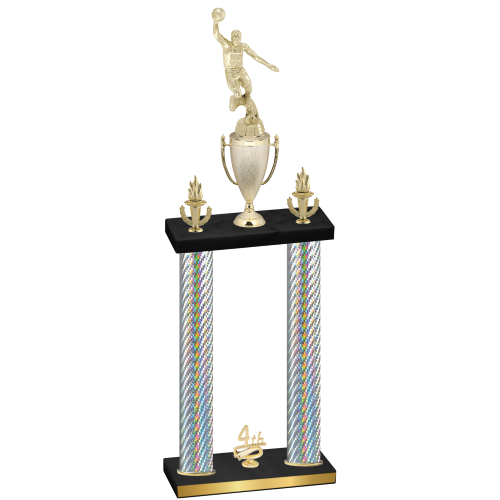 Double Silver Carbon Fiber Fourth Place Basketball Trophy