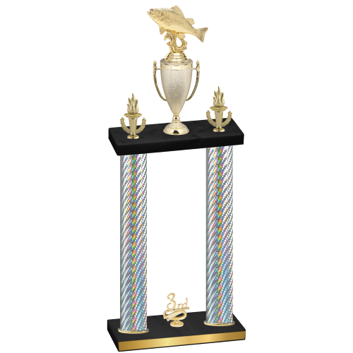 Double Silver Carbon Fiber Third Place Fishing Trophy