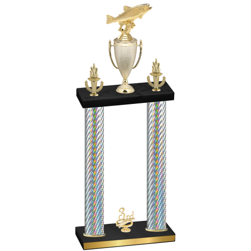 Double Silver Carbon Fiber Third Place Fishing Trophy