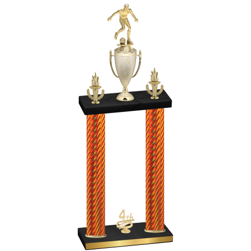 Double Orange Carbon Fiber Fourth Place Soccer Trophy