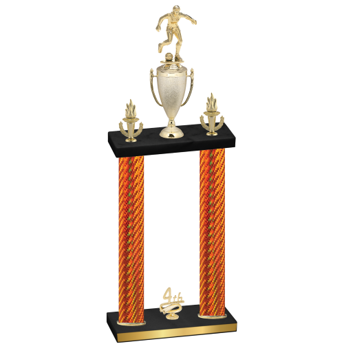 Double Orange Carbon Fiber Fourth Place Soccer Trophy