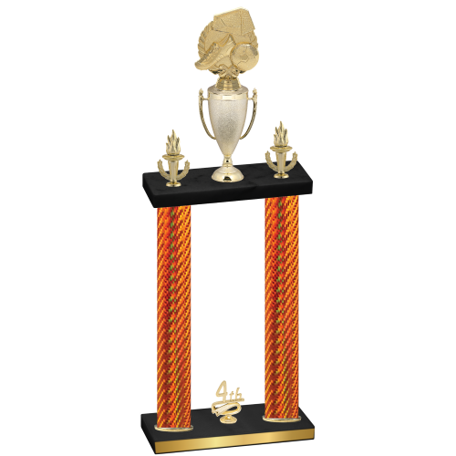 Double Orange Carbon Fiber Fourth Place Soccer Trophy