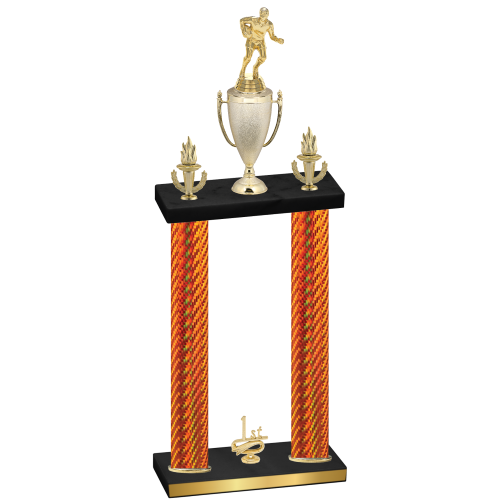 Double Orange Carbon Fiber First Place Rugby Trophy