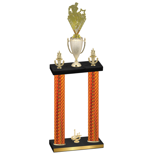 Double Orange Carbon Fiber First Place Rugby Trophy