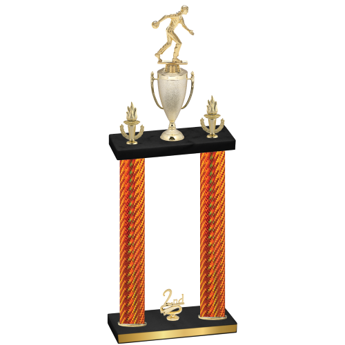 Double Orange Carbon Fiber Second Place Bowling Trophy