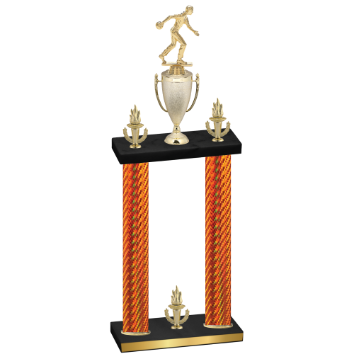 Double Orange Carbon Fiber Victory Bowling Trophy