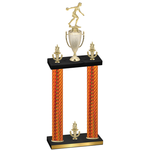 Double Orange Carbon Fiber Victory Bowling Trophy