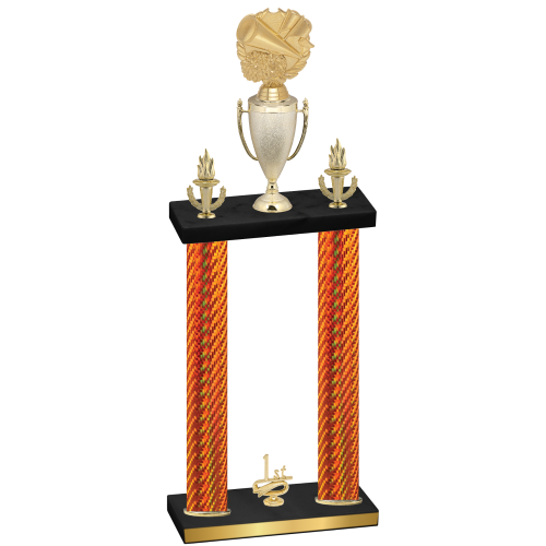 Double Orange Carbon Fiber First Place Cheerleading Trophy