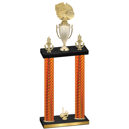 Double Orange Carbon Fiber First Place Basketball Trophy