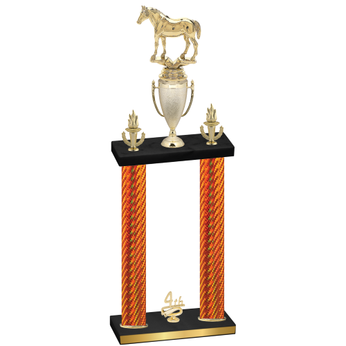 Double Orange Carbon Fiber Fourth Place Horses Trophy
