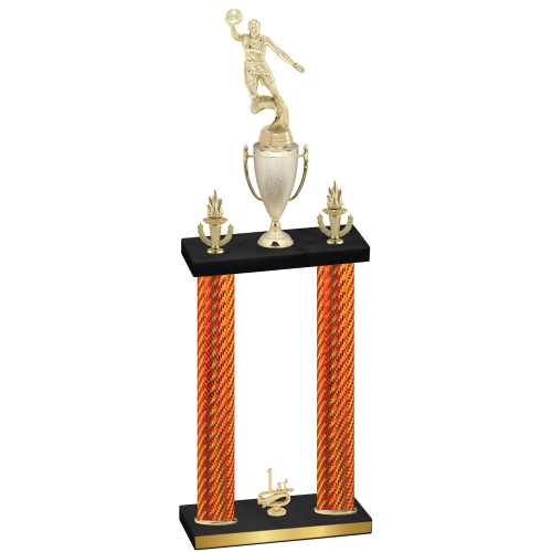 Double Orange Carbon Fiber First Place Basketball Trophy