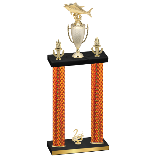 Double Orange Carbon Fiber Second Place Fishing Trophy