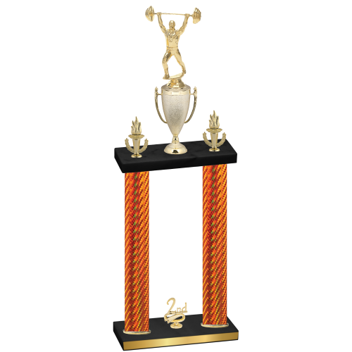 Double Orange Carbon Fiber Second Place Weights Trophy