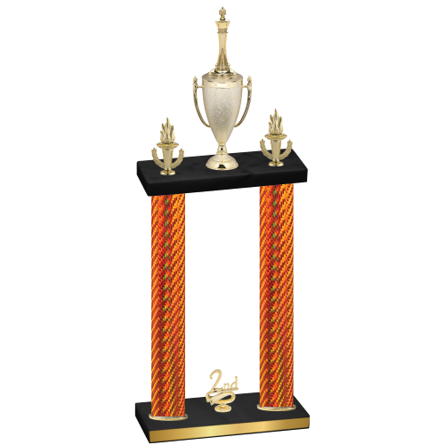 Double Orange Carbon Fiber Second Place Chess Trophy