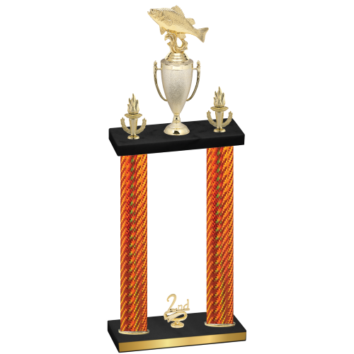 Double Orange Carbon Fiber Second Place Fishing Trophy