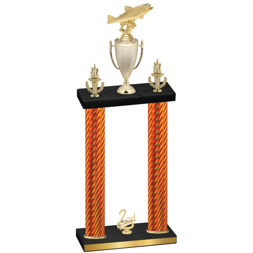Double Orange Carbon Fiber Second Place Fishing Trophy