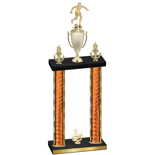 Double Orange Glacier Third Place Soccer Trophy