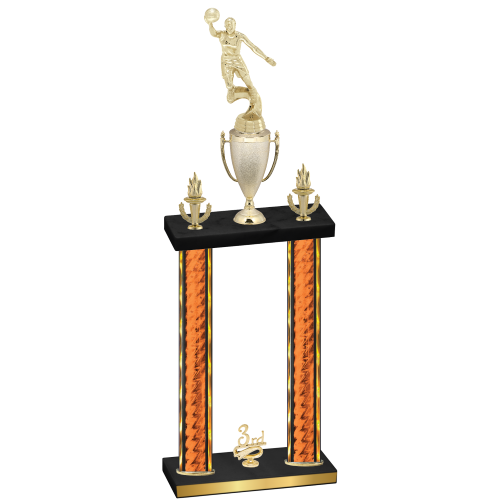 Double Orange Glacier Third Place Basketball Trophy