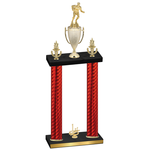 Double Red Carbon Fiber First Place Rugby Trophy