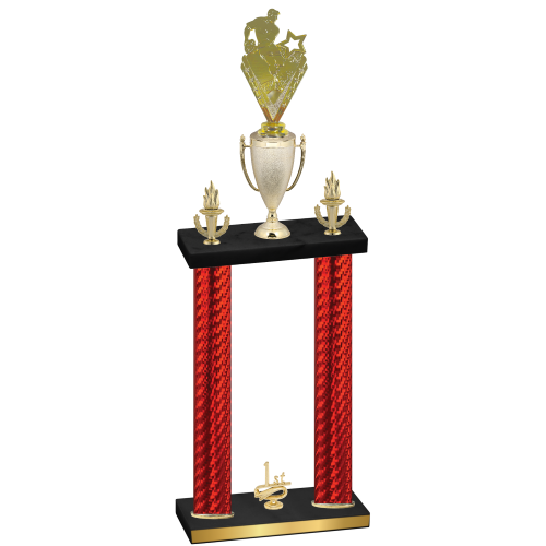 Double Red Carbon Fiber First Place Rugby Trophy