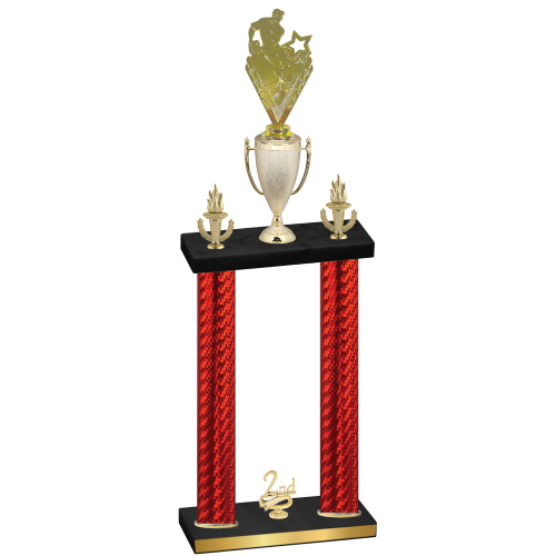 Double Red Carbon Fiber Second Place Rugby Trophy