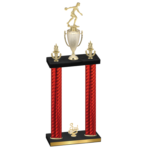 Double Red Carbon Fiber Third Place Bowling Trophy