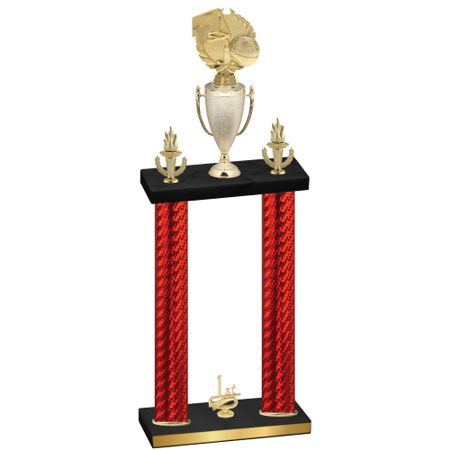 Double Red Carbon Fiber First Place Basketball Trophy