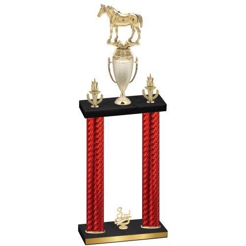 Double Red Carbon Fiber Third Place Horses Trophy