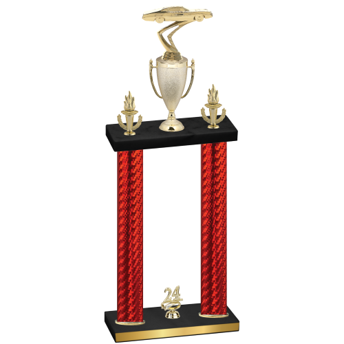 Double Red Carbon Fiber Year Cars Trophy