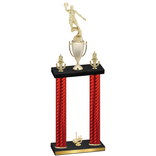 Double Red Carbon Fiber First Place Basketball Trophy