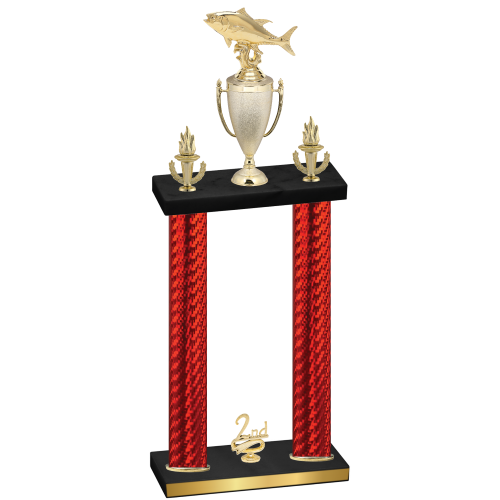 Double Red Carbon Fiber Second Place Fishing Trophy