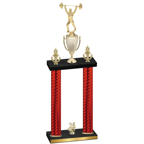 Double Red Carbon Fiber Year Weights Trophy