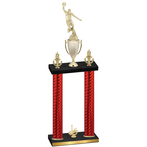 Double Red Carbon Fiber First Place Basketball Trophy