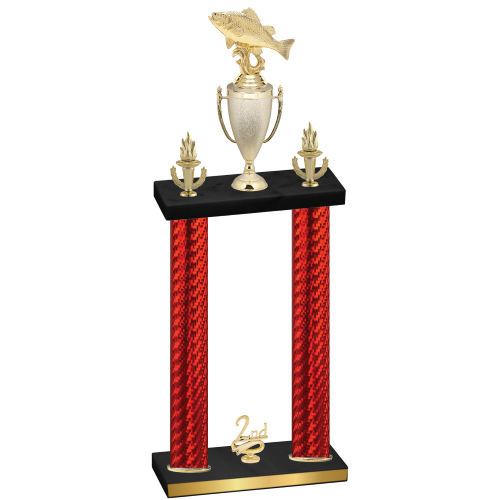 Double Red Carbon Fiber Second Place Fishing Trophy