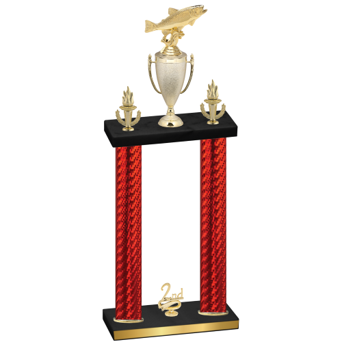 Double Red Carbon Fiber Second Place Fishing Trophy