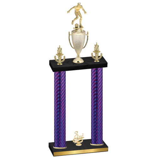 Double Purple Carbon Fiber Third Place Soccer Trophy