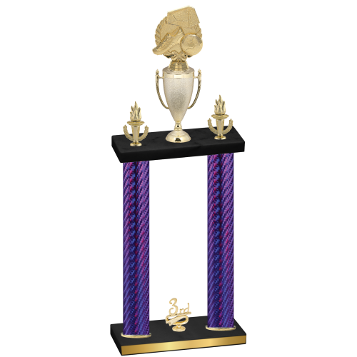 Double Purple Carbon Fiber Third Place Soccer Trophy