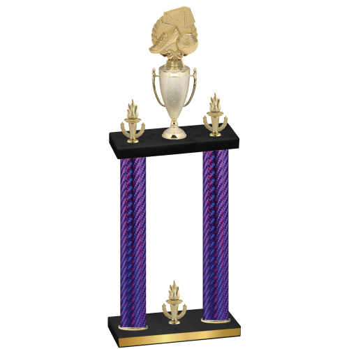 Double Purple Carbon Fiber Victory Soccer Trophy