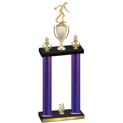 Double Purple Carbon Fiber Year Bowling Trophy