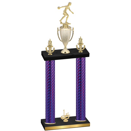 Double Purple Carbon Fiber First Place Bowling Trophy