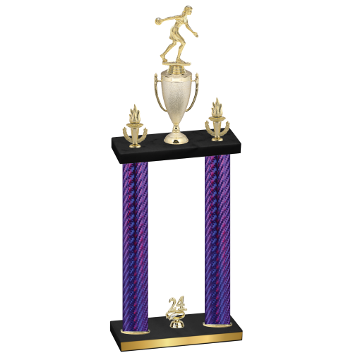 Double Purple Carbon Fiber Year Bowling Trophy