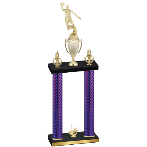 Double Purple Carbon Fiber First Place Basketball Trophy