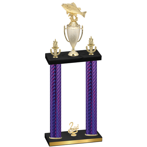 Double Purple Carbon Fiber Second Place Fishing Trophy