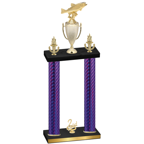 Double Purple Carbon Fiber Second Place Fishing Trophy