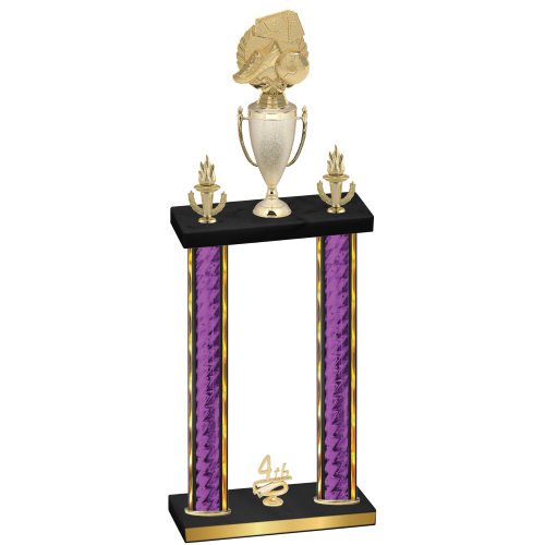 Double Purple Glacier Fourth Place Soccer Trophy
