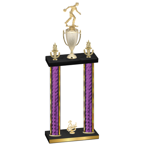 Double Purple Glacier Third Place Bowling Trophy